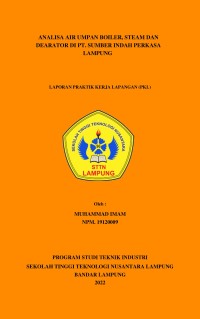 Image of ANALISA AIR UMPAN BOILER, STEAM DAN DEARATOR DI PT.
SUMBER INDAH PERKASA LAMPUNG
